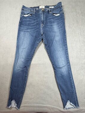 Frame Le High Skinny Denim Blue Jeans with Gold Stitching